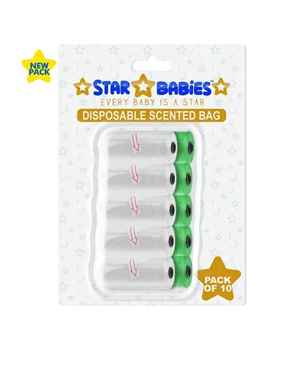 Star Babies Scented Bag Blister Green & White - Pack of 10 (15 Each)