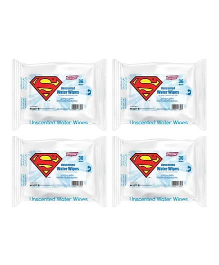 DC Comics Superman Water Wipes Pack of 4 - 144 Wipes