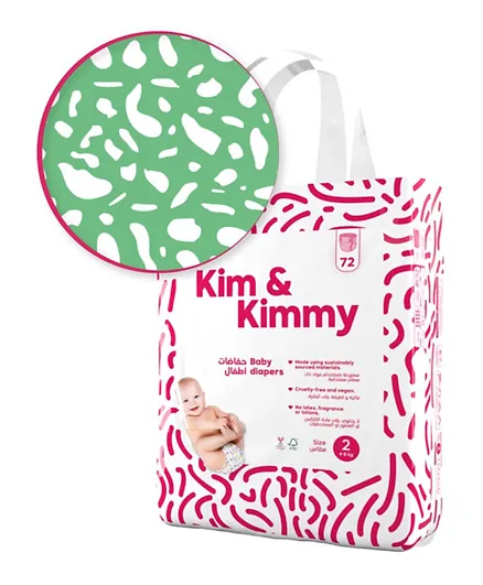 Kim & Kimmy Green Dalmation Diapers Size 2 - 72 Pieces