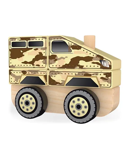 J'Adore Wooden Army Stacking Truck - Brown