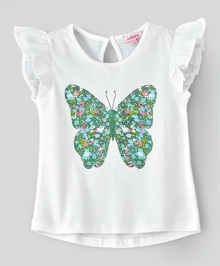 Jelliene Butterfly Graphic Sunshine Breezy T-Shirt - White