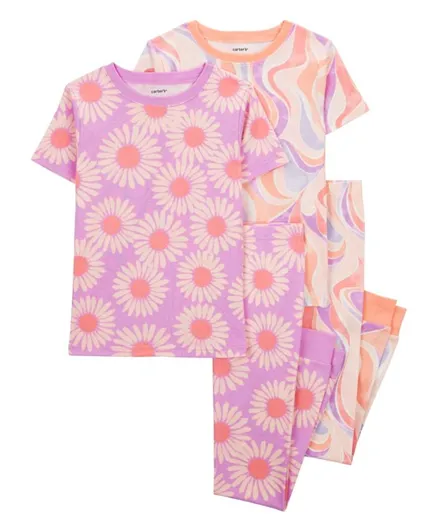 Carter's 4-Piece Floral Daisy 100% Snug Fit Cotton Pyjamas - Pink/Peach