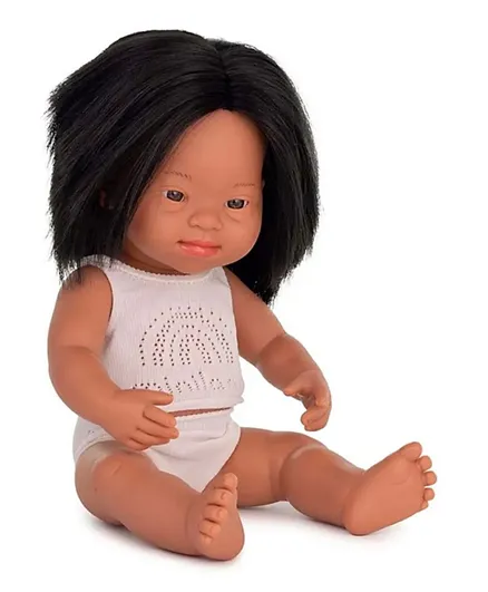 Miniland Hispanic Girl With Down Syndrome Baby Doll - 38 cm