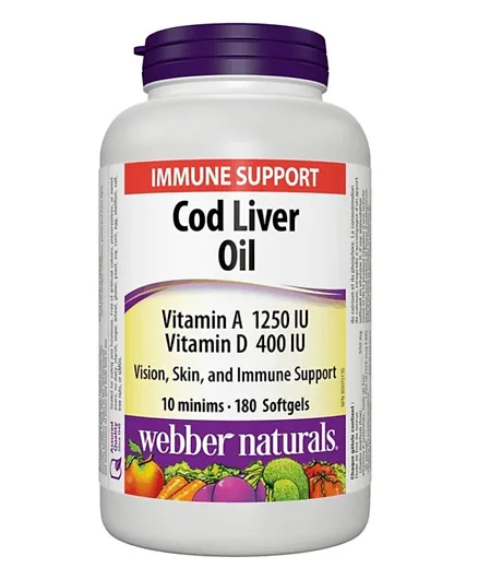 WEBBER NATURALS  Cod Liver Oil Caps - 180 Capsules
