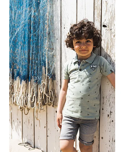 Koko Noko Collar Neck Boat Polo T-Shirt - Blue
