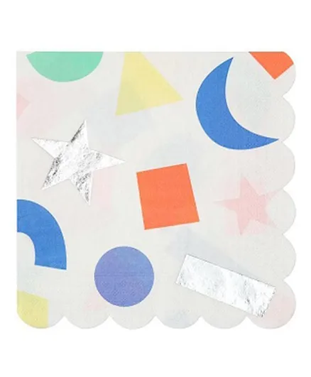 Meri Meri Geometric Large Napkins Pack of 16 - Multicolour