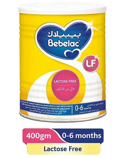 Bebelac Lactose Free Infant Formula Milk Powder, 0-6 Months, Calcium & Vitamin D, 400g