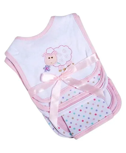 Hudson Baby Bib & Burp Cloth Set Sheep Pink - Pack of 6
