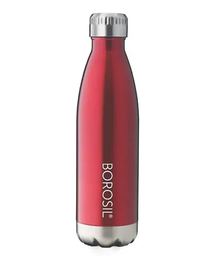 Borosil Vacuum Insulated Copper Coated Inner Trans Bolt Water Bottle Red FGBOL0750BL - 750mL