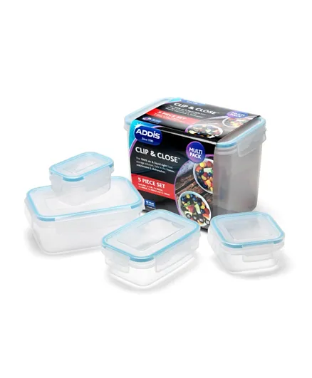 Addis Clip & Close Food Container Clear Set of 5