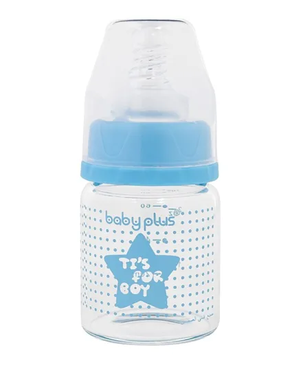 Baby Plus Glass Feeding Bottle Blue - 60ml