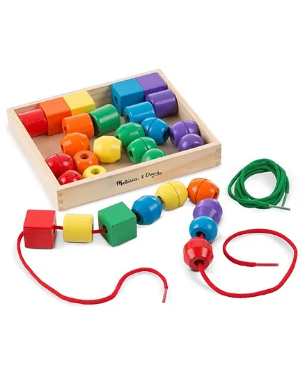 Melissa & Doug Wooden Primary Lacing Beads - 32 Pieces