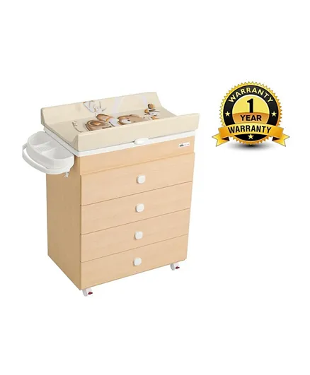 Cam Wooden Asia Changing and Chest of Drawers - Light Brown