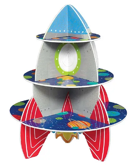 Party Centre Blast Off Birthday Rocket Shaped Treat Stand - Multicolor
