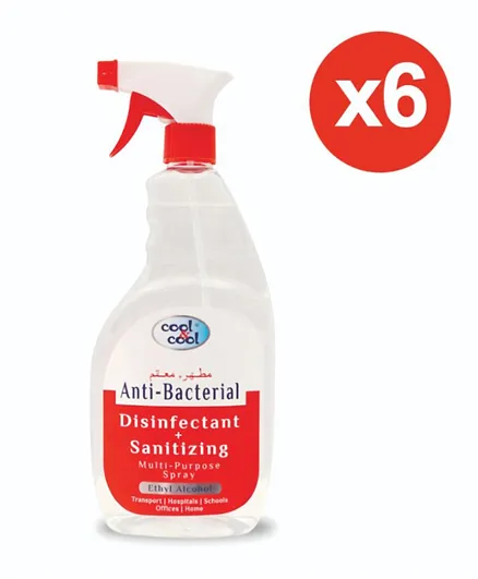 Cool & Cool Anti Bacterial Disinfectant and Sanitizing Spray Pack of 6  - 750 ml