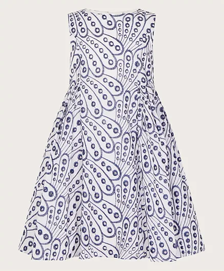 فستان مونسون تشيلدرن مطرز بأجنحة الفراشة - أزرق