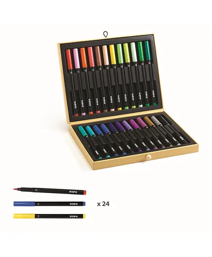 Djeco First Colored Brush Pens Box - 24 Pieces