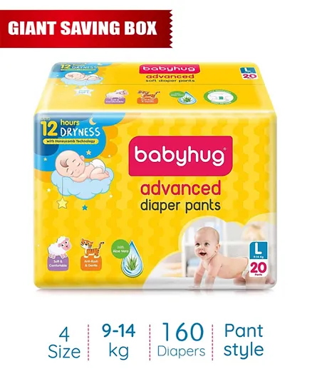 Babyhug Advanced Pant Style Diapers Giant Saving Box Size 4 - 160 Pieces