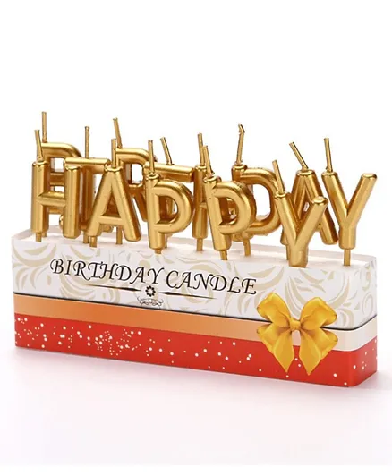هايلاندز - شمعة Happy Birthday ذهبية للتزيين - 13 قطعة