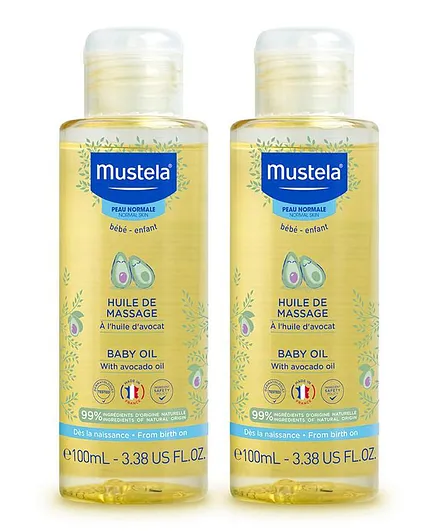 Mustela Baby Massage Oil with Avocado Pack of 2 - 100mL each