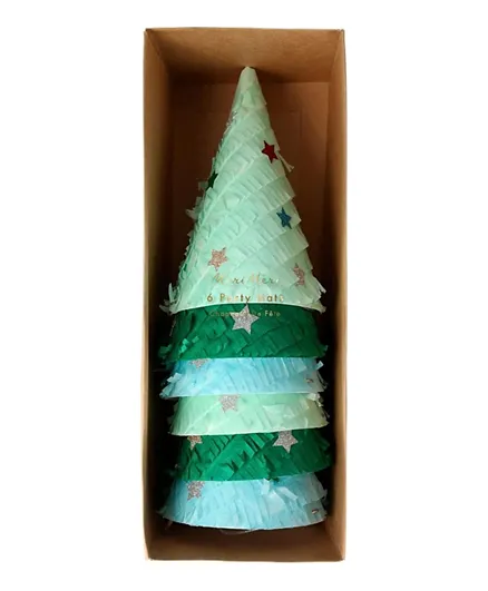 Meri Meri Fringed Christmas Tree Party Hats - 6 Pieces