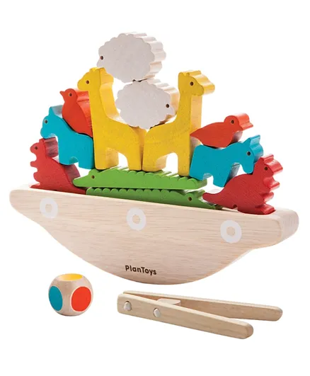 Plan Toys Wooden Sustainable Play Balancing Boat Set - 8 Pieces