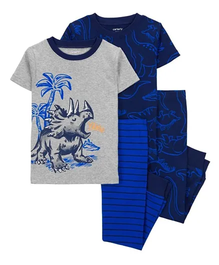 Carter's 4-Piece Dinosaur Cotton Blend Pajamas -Grey and Navy