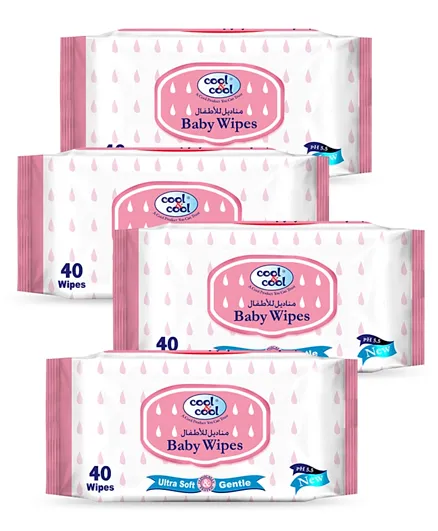 Cool & Cool Baby Wipes Pack of 4 - 160 Pieces
