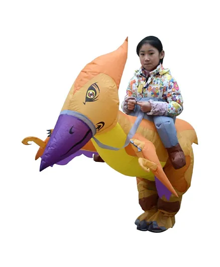 فاكتوري برايس - بدلة ديناصور قابلة للنفخ للأطفال - برتقالي