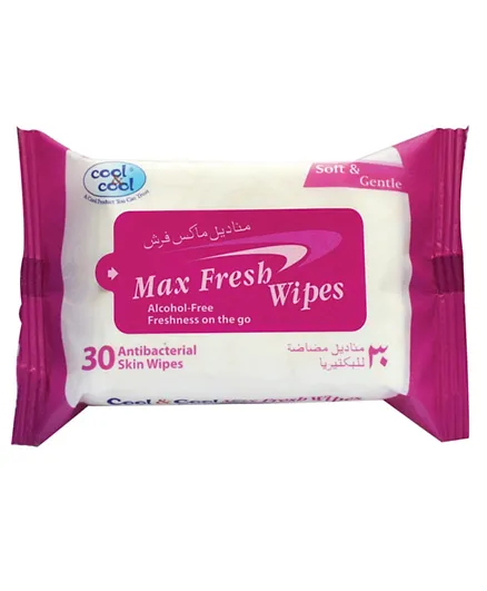 Cool & Cool Max Fresh Wipes Purple - 30 Pieces