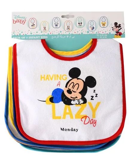 Disney Mickey Mouse Pack of 7 Bibs - Multicolour