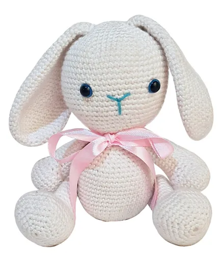 Pikkaboo Snuggle & Play Crocheted Bunny - White