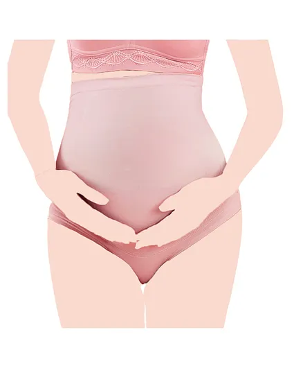 Sunveno High Waist Pregnancy Support Cotton Panties - Pink