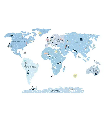 Paper Crew Wonders of the World Map Wall Sticker - Large