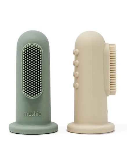 Mushie Finger Toothbrush Cambridge - Blue and Shifting Sand