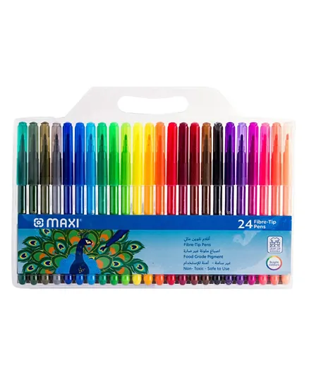 Maxi Washable Felt-Tip Pens In A Wallet - 24 Colors