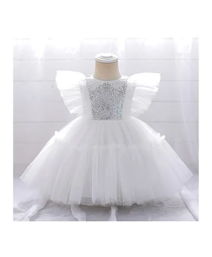 دي دانيلا فستان بتصميم فراشة للحفلات - أبيض