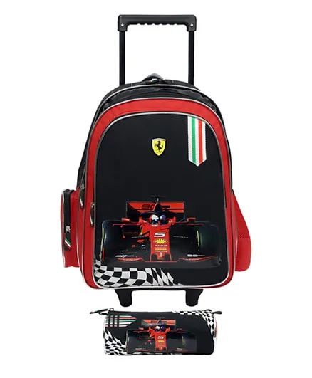 Ferrari Flag Trolley Backpack With Pencil Case - 18 Inches