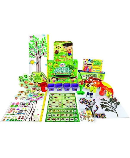 مجموعة ألعاب تعليمية جينيس بوكس للأطفال في الحديقة والمغامرة - لون أخضر