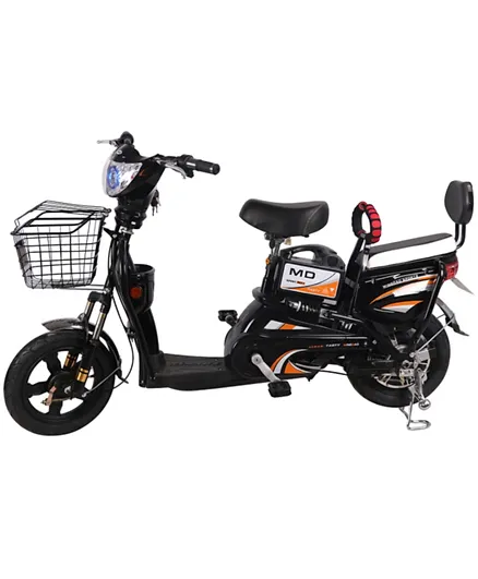 Megawheels Carbon Steel Electric Pedal Motor Bicycle Scooter with Basket - Black