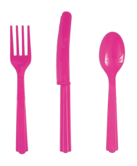 أدوات مائدة وردية اللون من يونيك - عبوة من 18