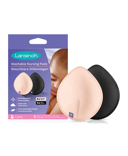 Lansinoh Washable Nursing Pads Light, Pink & Black - 8 Pieces