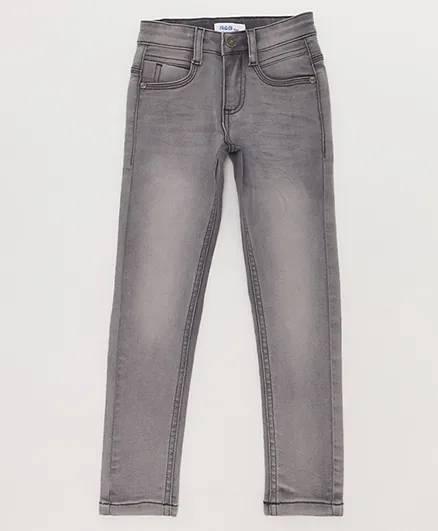 آر أند بي كيدز - بنطال جينز بتصميم المغسول الفاتح - رمادي