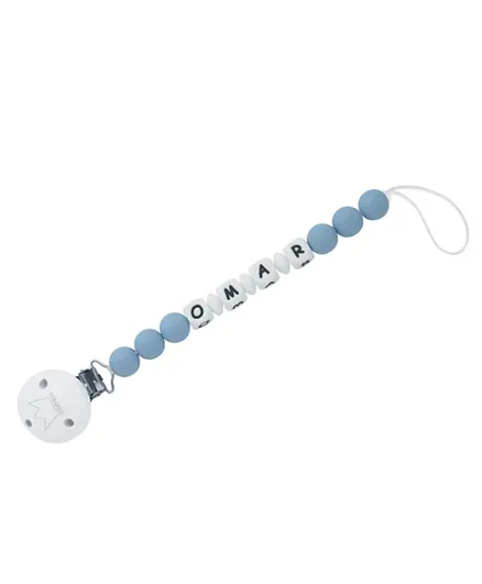 Littlemico Silicone Personalised Pacifier Holder - Dusty Blue