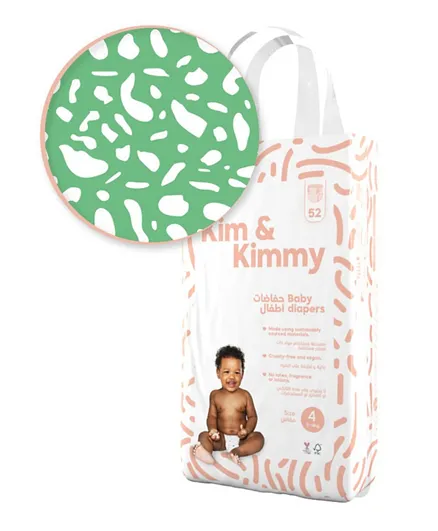 Kim & Kimmy Green Dalmatian Diapers Size 4 - Pack of 52