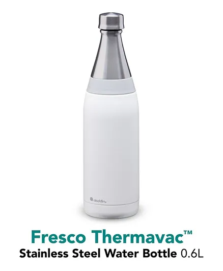 زجاجة ماء ستانلس ستيل الادين فريسكو ثيرمافاك بلون أبيض الثلج - 0.6 لتر