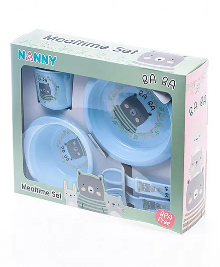 Uniq Kidz Nanny Feeding Set Blue - 5 Pieces