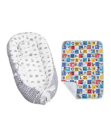 Star Babies Portable Lounger Sleeping Pod + Free Reusable Changing Mat - Grey