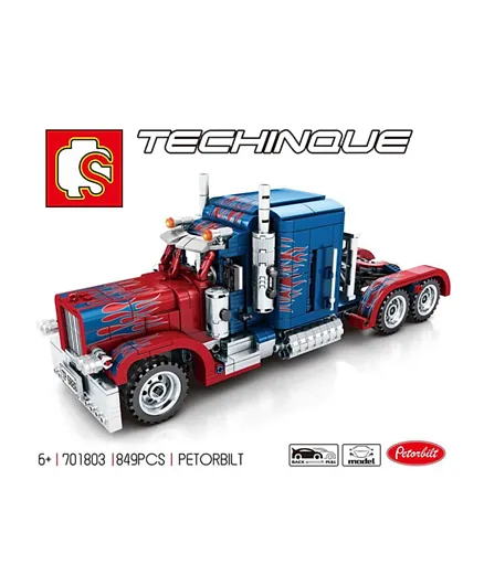 Sembo 701803 Petorbilt Truck Building Blocks Blue - 849 Pieces