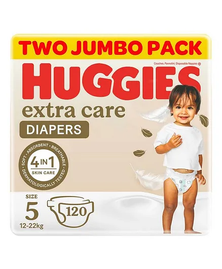 Huggies Extra Care Twin Jumbo Pack Diapers Size 5 - 120 Pieces